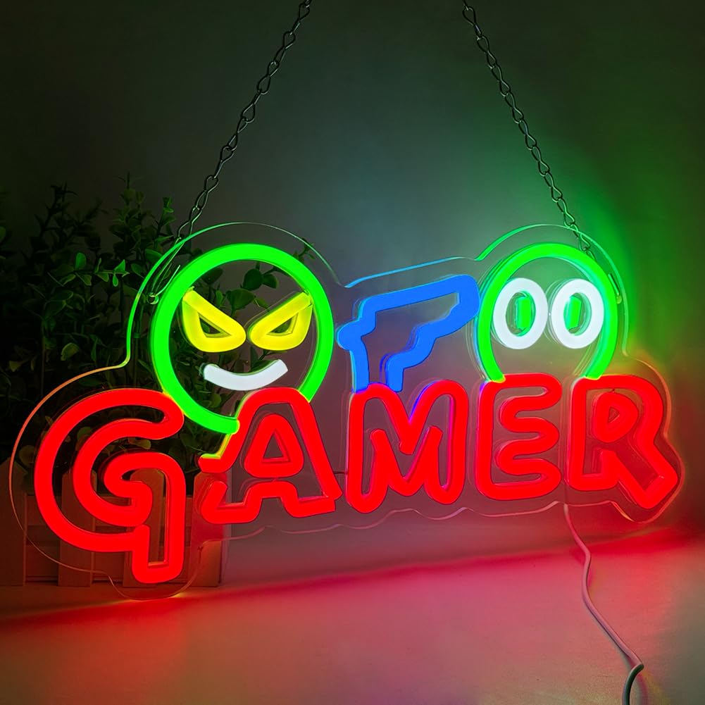 Party Games Christmas - ゲーマー向けネオンサインLEDウォールライト、カスタマイズ可能なカラフルなゲーミングネオンランプ、ゲームルームセットアップ、男の隠れ家、ゲーミングゾーン、寝室の装飾に