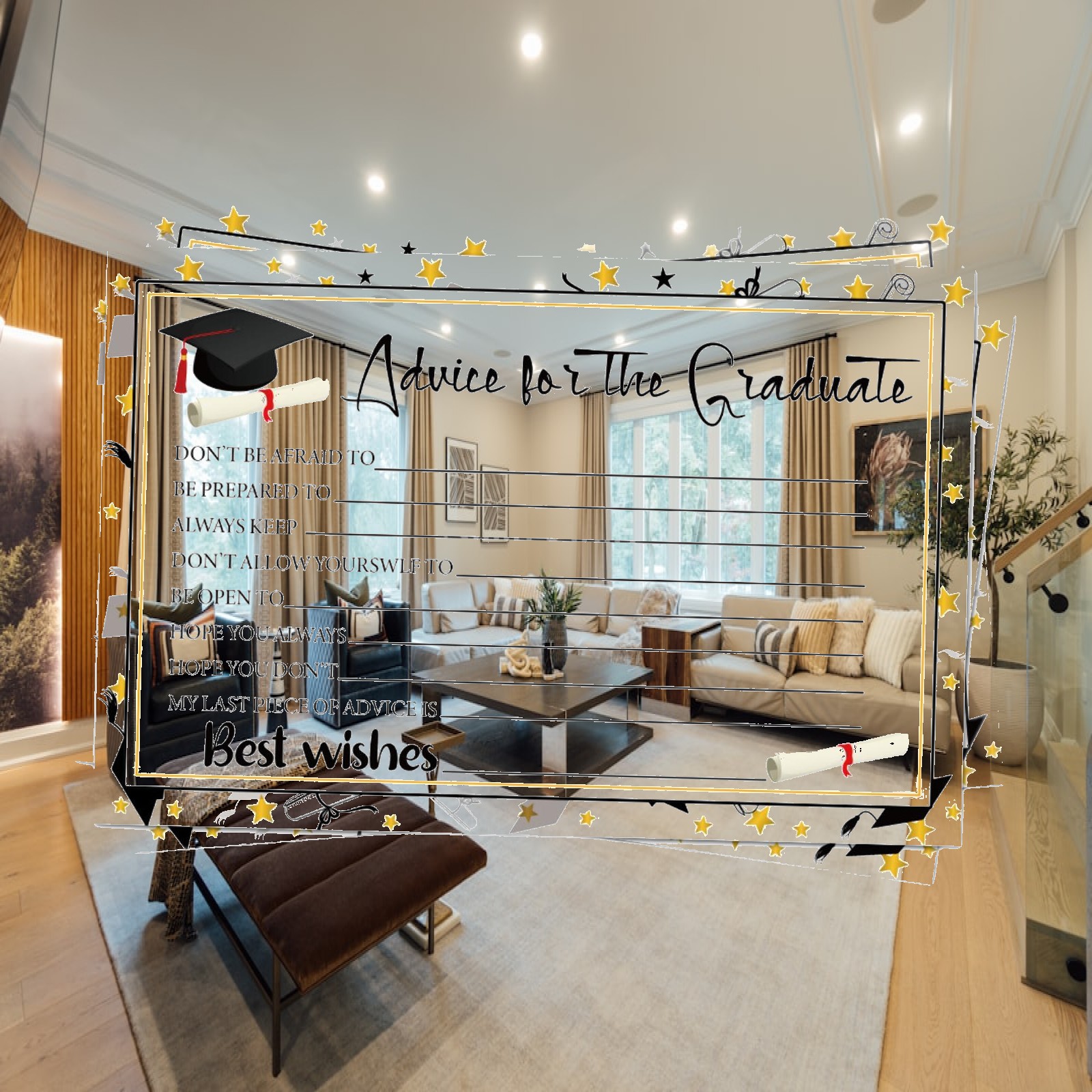 Party Games Graduation Ideas - 卒業式の装飾、パーティーゲームのアイデア、アドバイスカード、卒業生のための記念ノート（青と赤）