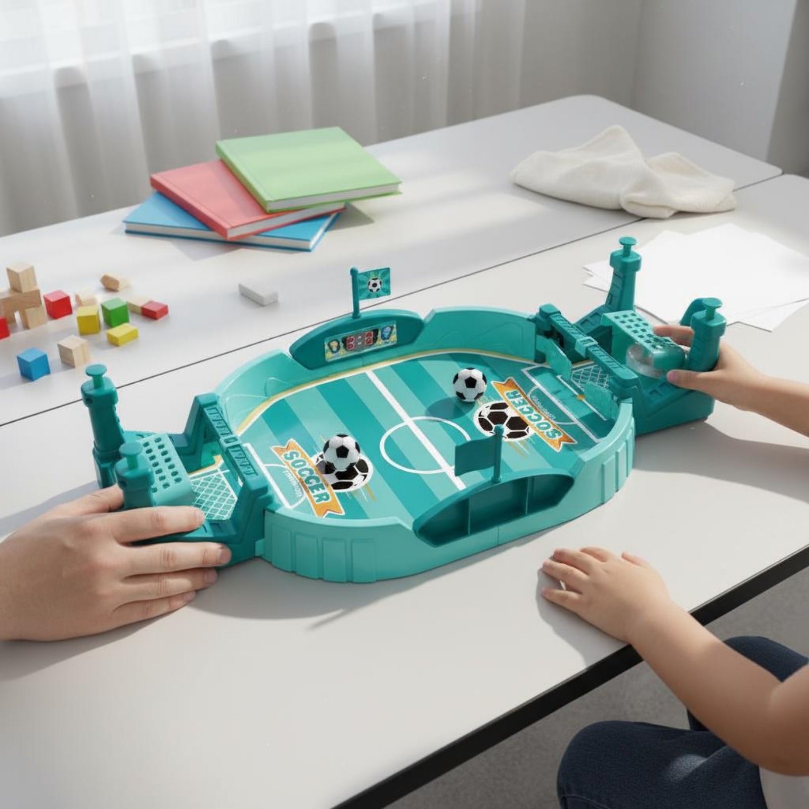 Party Games Children - 2人対戦サッカーおもちゃ、手と目の協調性を向上させるミニフットボールテーブルゲーム、子供やパーティー向けの卓上サッカーゲーム