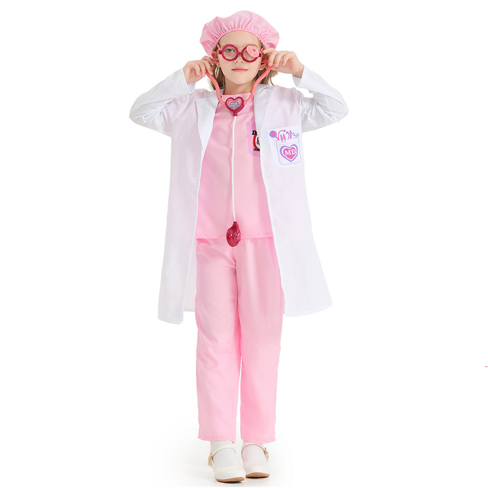 Party Games Children - 3 色ユニセックスキッズハロウィンナースドクター衣装子供手術着コスプレカーニバル Purim ロールプレイングゲームパーティードレス