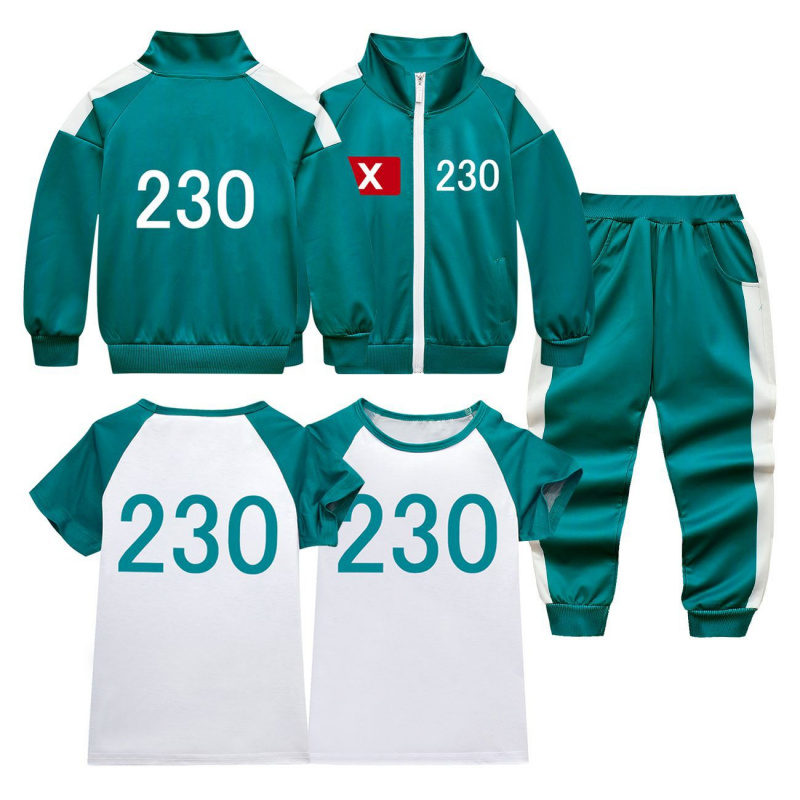 Party Games Children - 2025年新作 キッズ向けカスタマイズ可能なイカゲーム2服セット Tシャツ230枚 子供用トラックスーツ 男の子 女の子