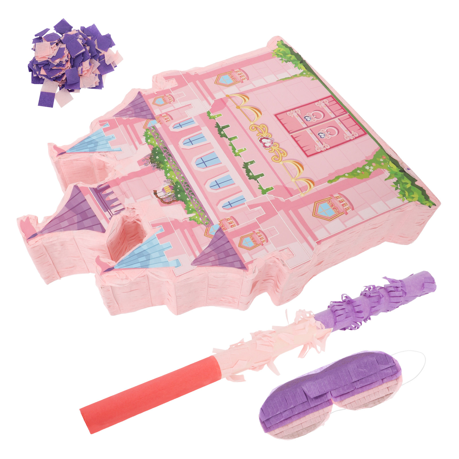 Party Games Kids Birthday - プリンセスキャッスルピニャータ吊り下げ式キャンディコンテナ 誕生日パーティーデコレーション キッズパーティーゲーム キャンディコンテナ ピニャータ 1セット