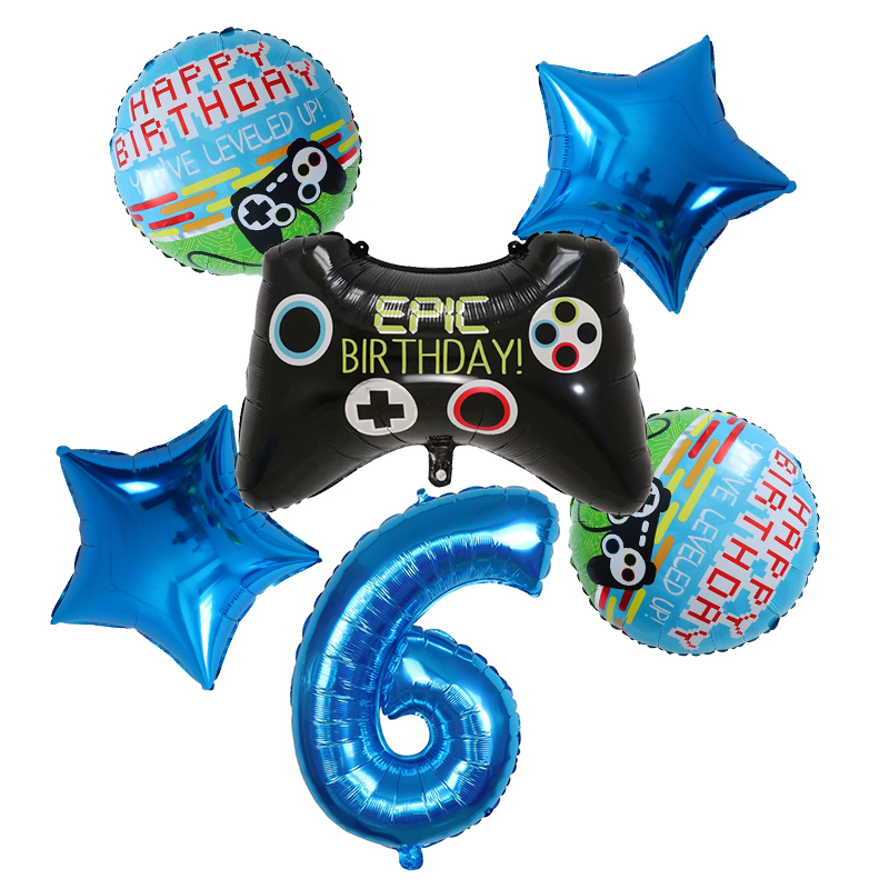 6 個のゲームパッドボーイゲームホイルヘリウム風船誕生日テー - Party Games Kids Birthday のレビューと価格