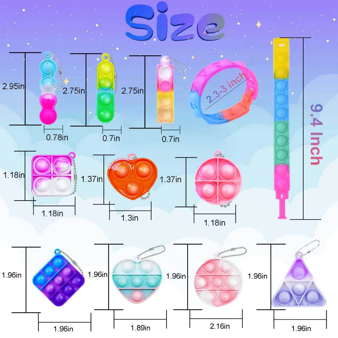 ミニポップキーホルダー フィジェットトイ 子供向け-誕生日パ - Party Games Kids Birthday のレビューと価格